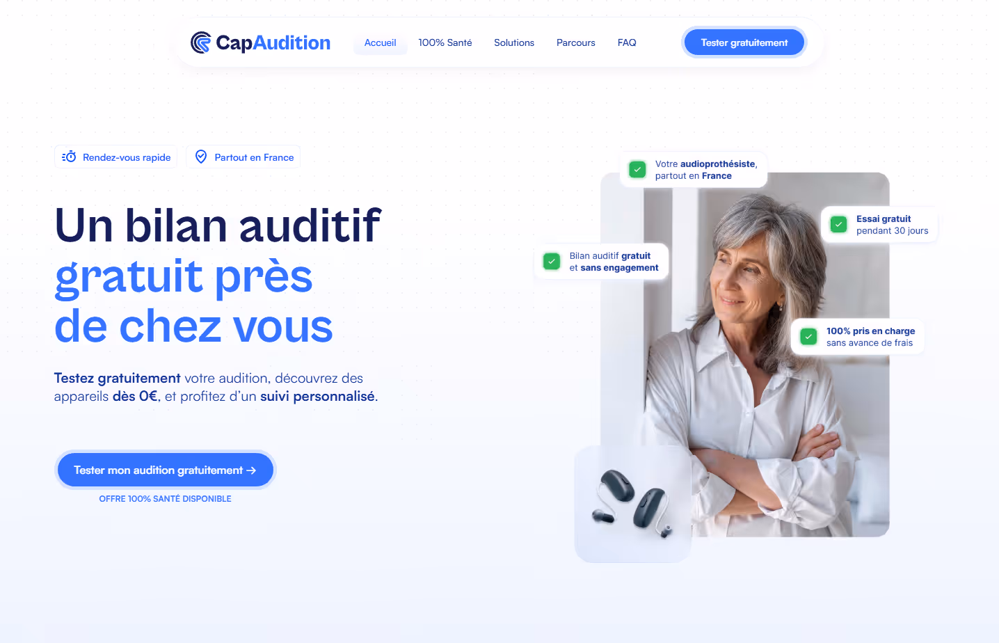 Capture d'écran site web hero header CapAudition